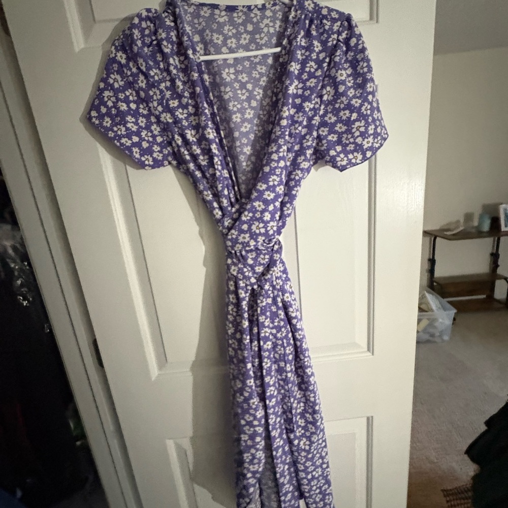 Purple Floral Wrap Dress